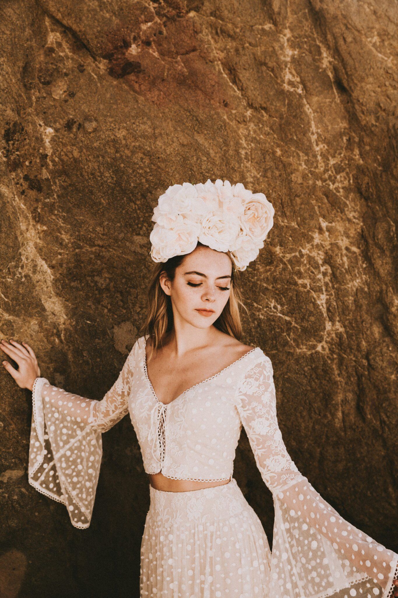 Lace Wedding Dress - Bohemian - Ophelia Two Pieces and Ophelia Bell Sleeve Top
