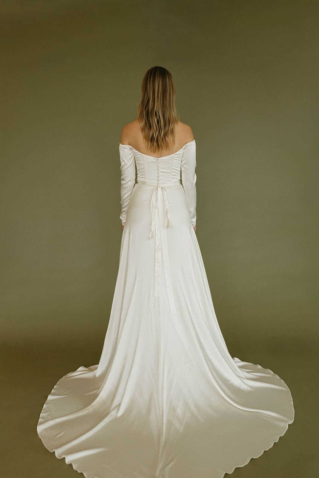 Clementine Off the Shoulder Satin Wedding Dress | Pure Silk Clementine Off the Shoulder Satin Wedding Dress | Pure Silk