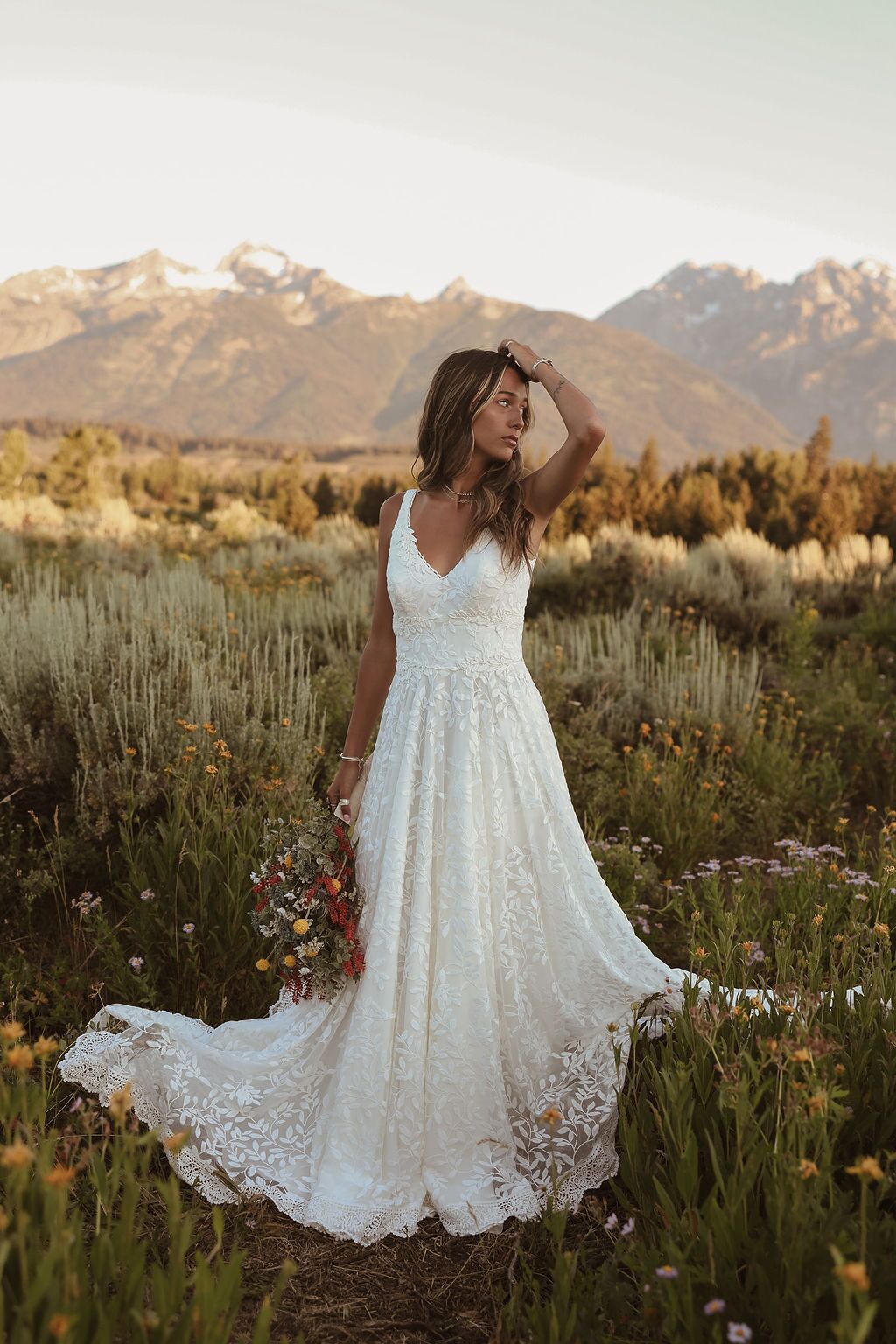 white cotton lace wedding dress Little fading features in the dress, under the French cotton lace. , Photo credit @reverieweddings_ , Hair @bridalglowco , MUA @monicagmakeup