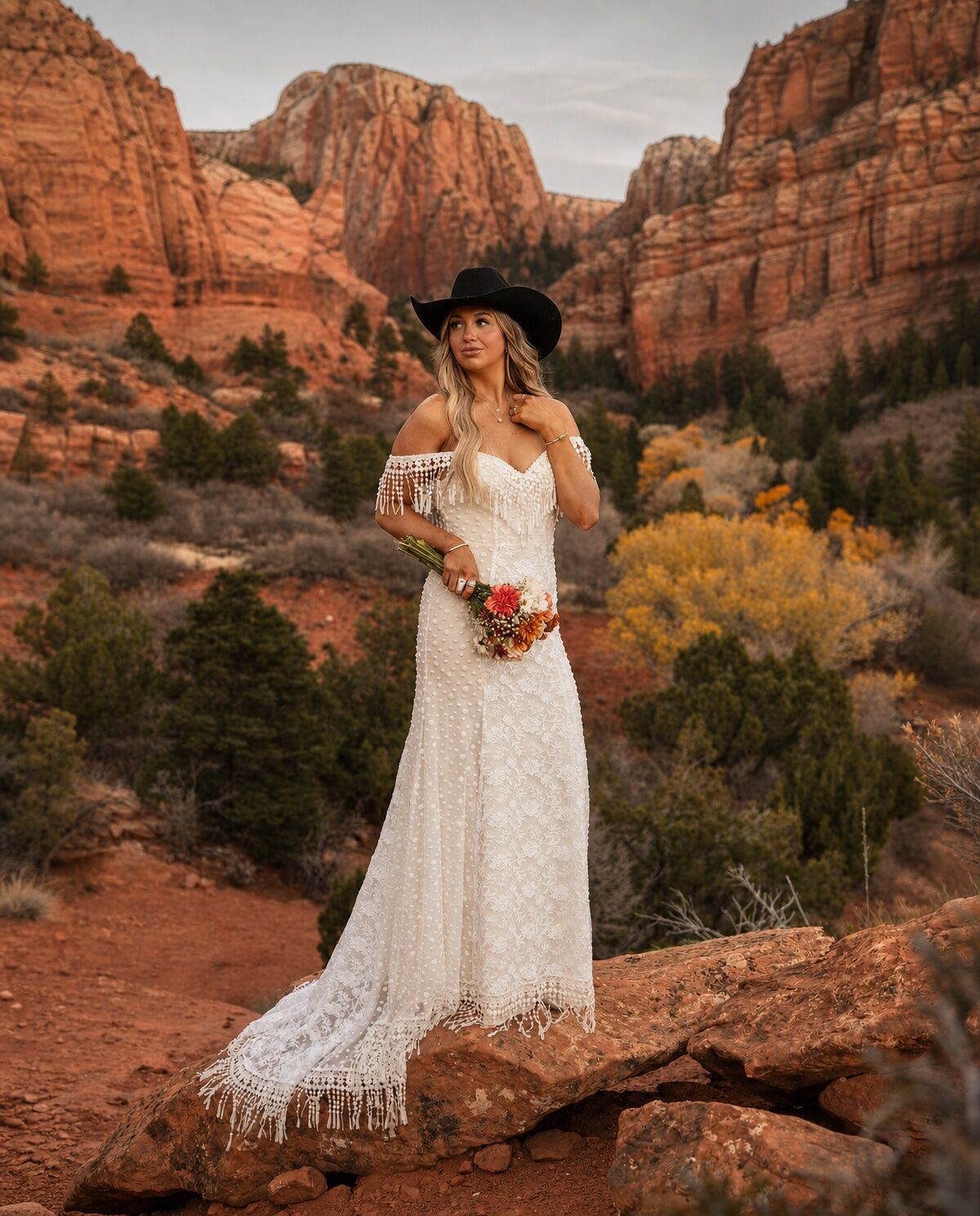 Heather Lace Fringe Wedding Dress