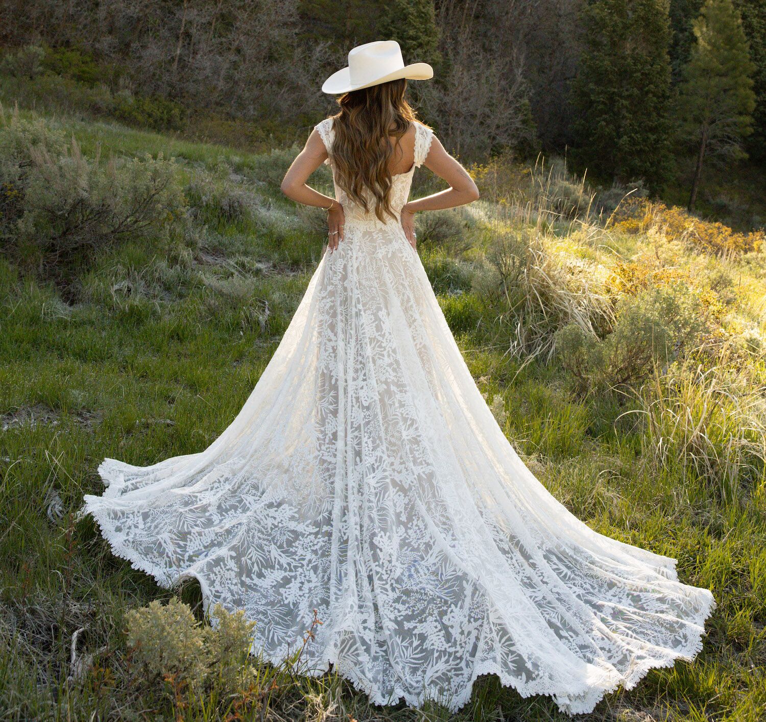 white flowy bridal dress Cedar Lace Wedding Beach boho